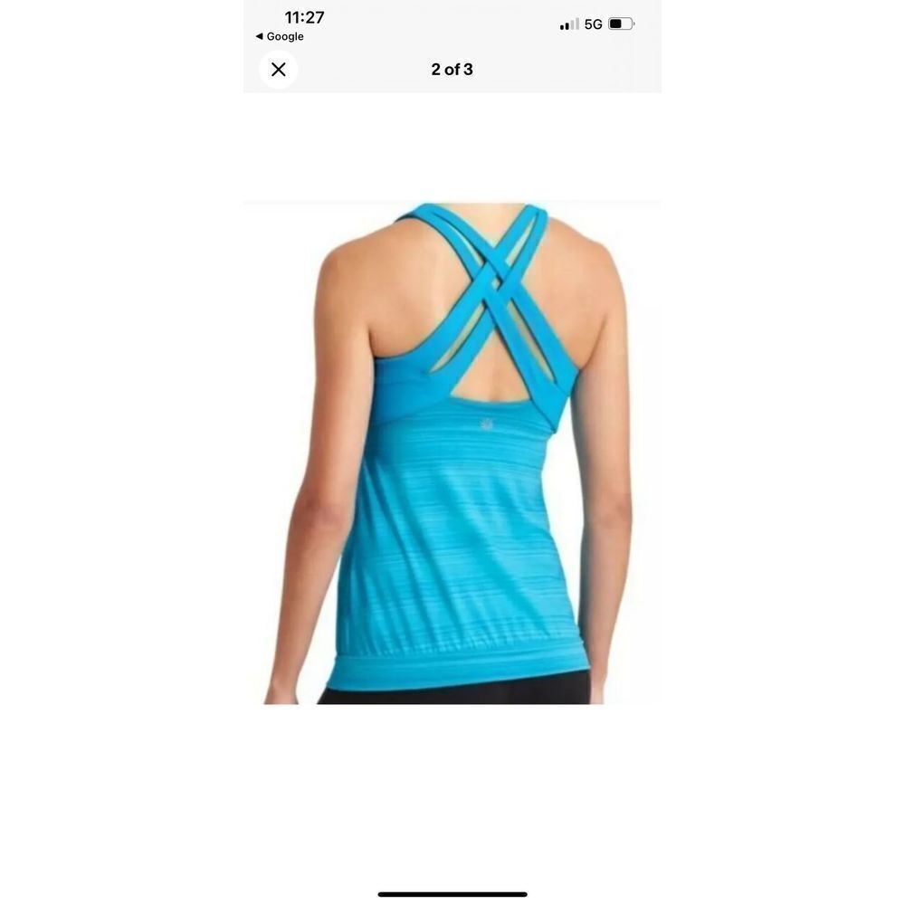 NWT Athleta M Flash Blue Crunch and Punch Tank Top Gym Run Breathable - Picture 4 of 9